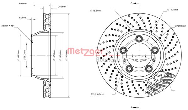 METZGER Hátsó féktárcsa 6110864_METZ